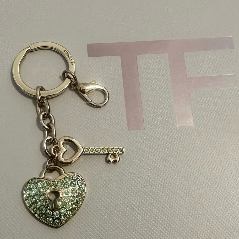 Argento Sc Rhinestone Lock And Keychain - image 3